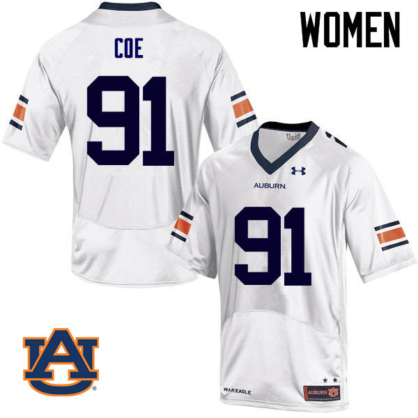 Women Auburn Tigers #91 Nick Coe College Football Jerseys Sale-White